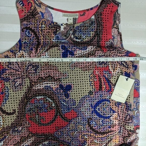 NWT Dana Buchman Top Medium Paisleys Sleeveless Laser Cuts T M NEW - Picture 9 of 9